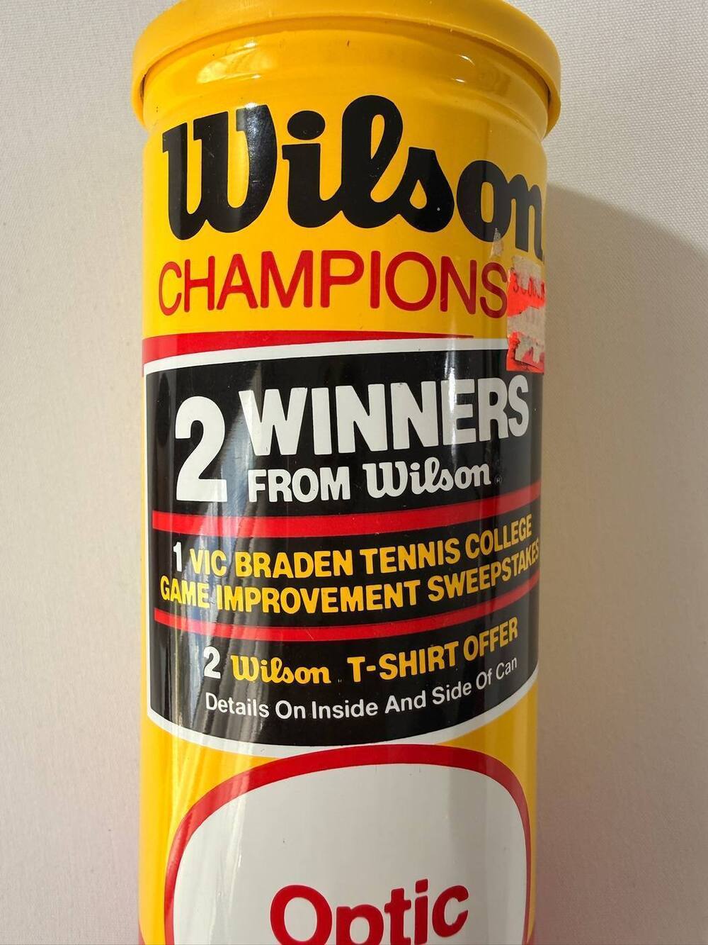 Vintage 1982 Wilson Championship Tennis Balls Can Optic Yellow 3 Tin Collectible